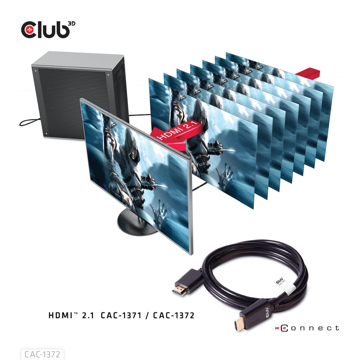 Club 3D ultra high speed hdmi 2.1 gecertificeerde kabel male-male (zwart, 2 meter, 4k 120hz, 8k 60hz, 48gbps)
