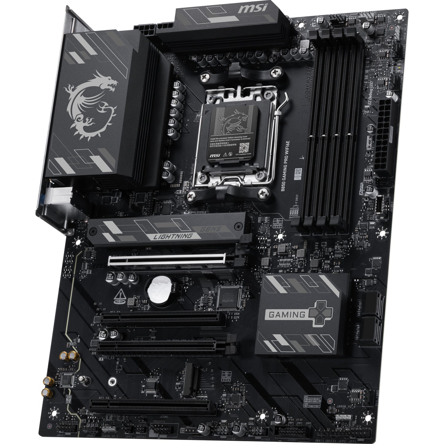 MSI b850 gaming pro wifi6e socket am5 moederbord (zwart, raid, 2.5gb-lan, wi-fi 6e, bt, sound, atx)