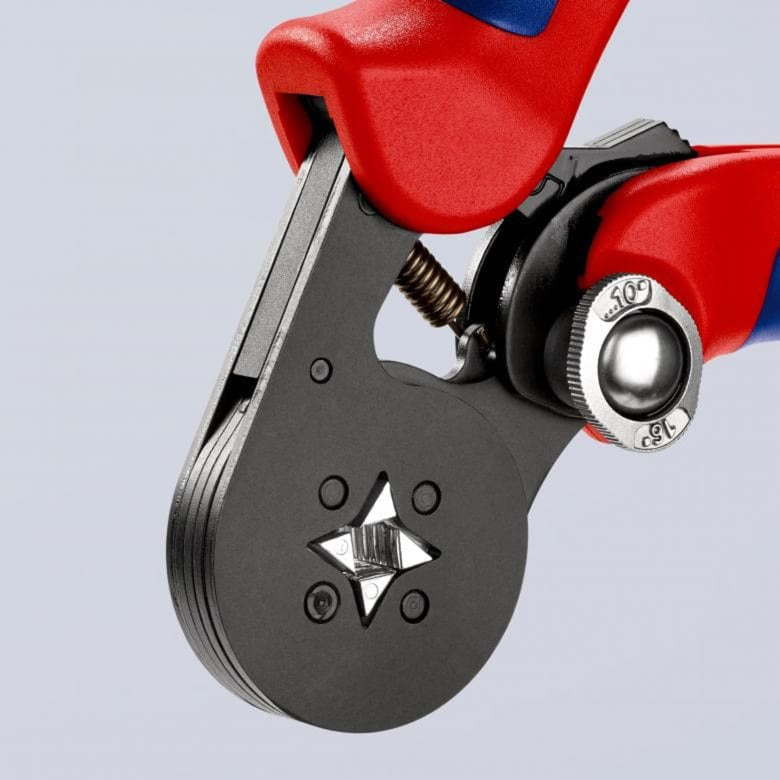KNIPEX zelfinstellende krimptang voor adereindhulzen 97 53 04 sb (rood blauw, met zij-invoering)