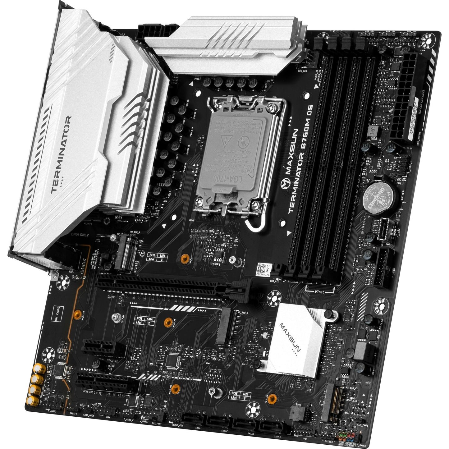 MAXSUN ms-terminator b760m d5 wifi 6e socket 1700 moederbord (zwart, raid, 2.5 gb-lan, wlan, bt, sound, µatx)