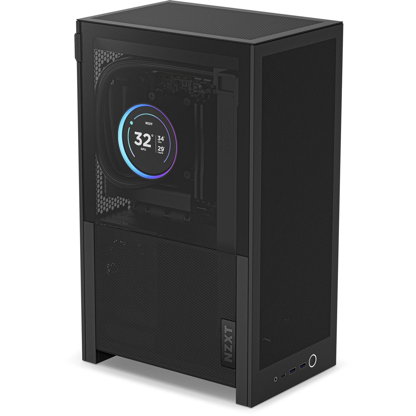 NZXT h2 flow mini tower behuizing (zwart | 2x usb-a | 1x usb-c | tempered glass)