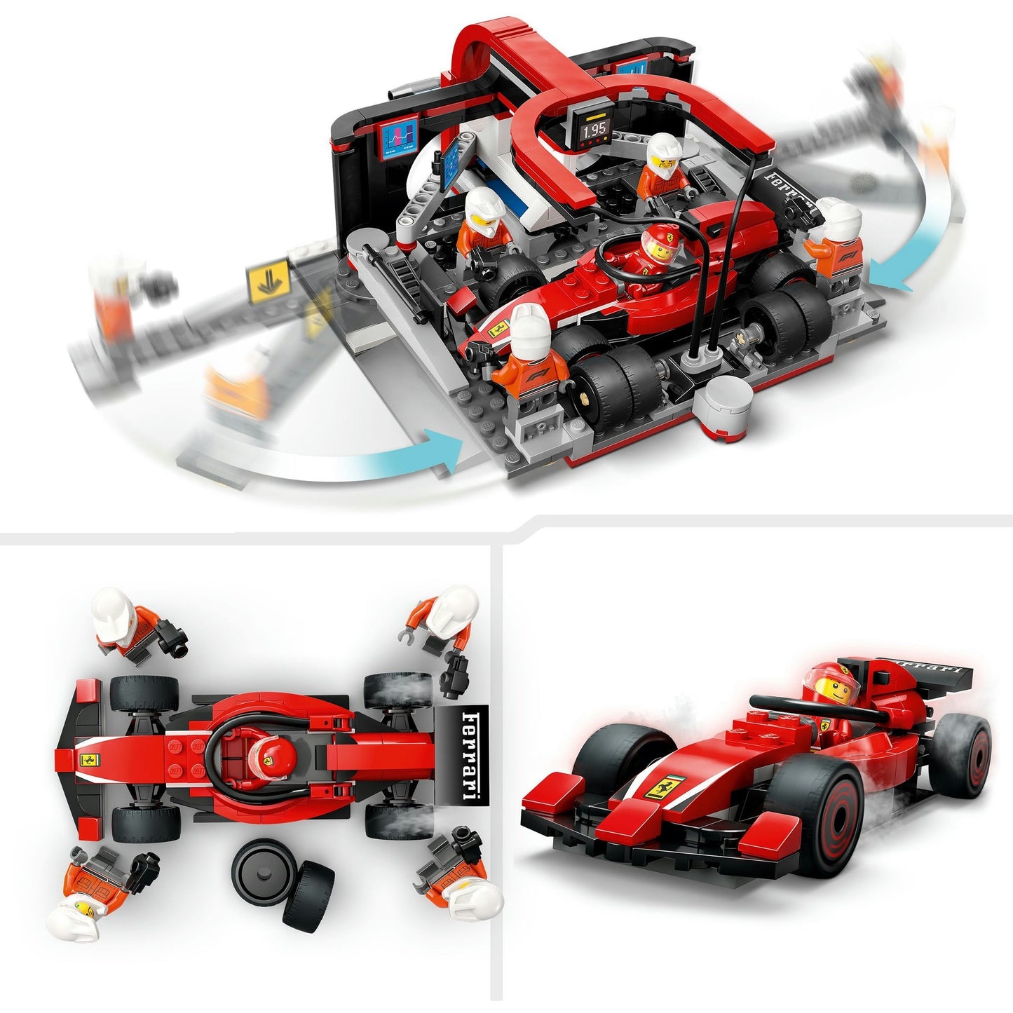 LEGO city 60443 f1 pitstop en pitcrew met ferrari auto