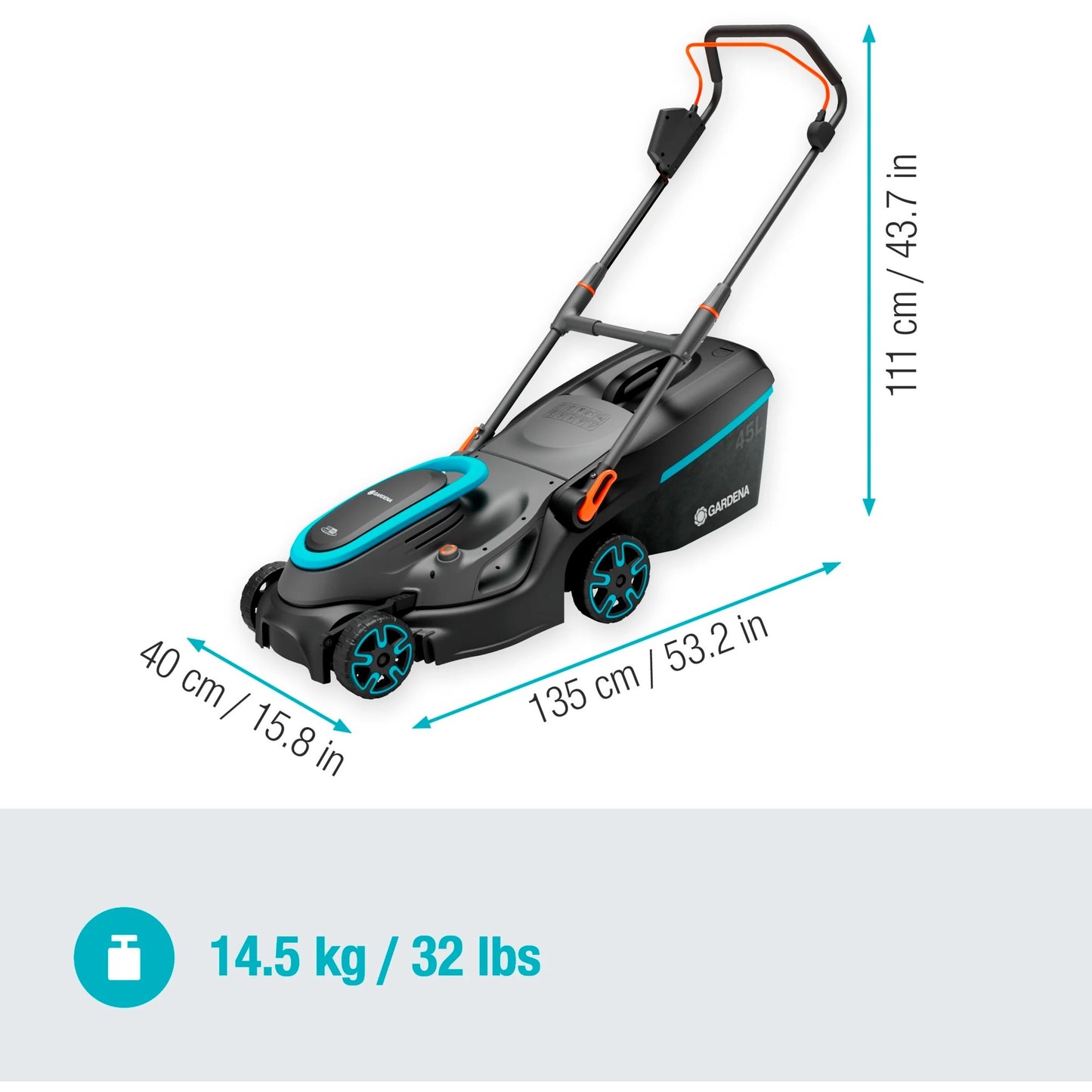 GARDENA accugrasmaaier powermax 37 36v p4a solo (zwart grijs, accu en oplader niet inbegrepen, power for all alliance)