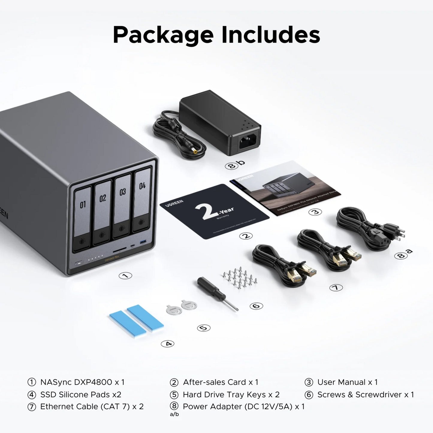 UGREEN nasync dxp4800 plus (grijs, 1x 2,5gbe, 1x 10gbe, hdmi, usb-c)