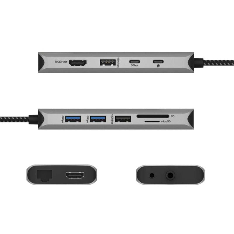 ICY BOX ib-dk4061-cpd dockingstation (antraciet, usb-a, usb-c, hdmi, kaartlezer, gigabit lan)