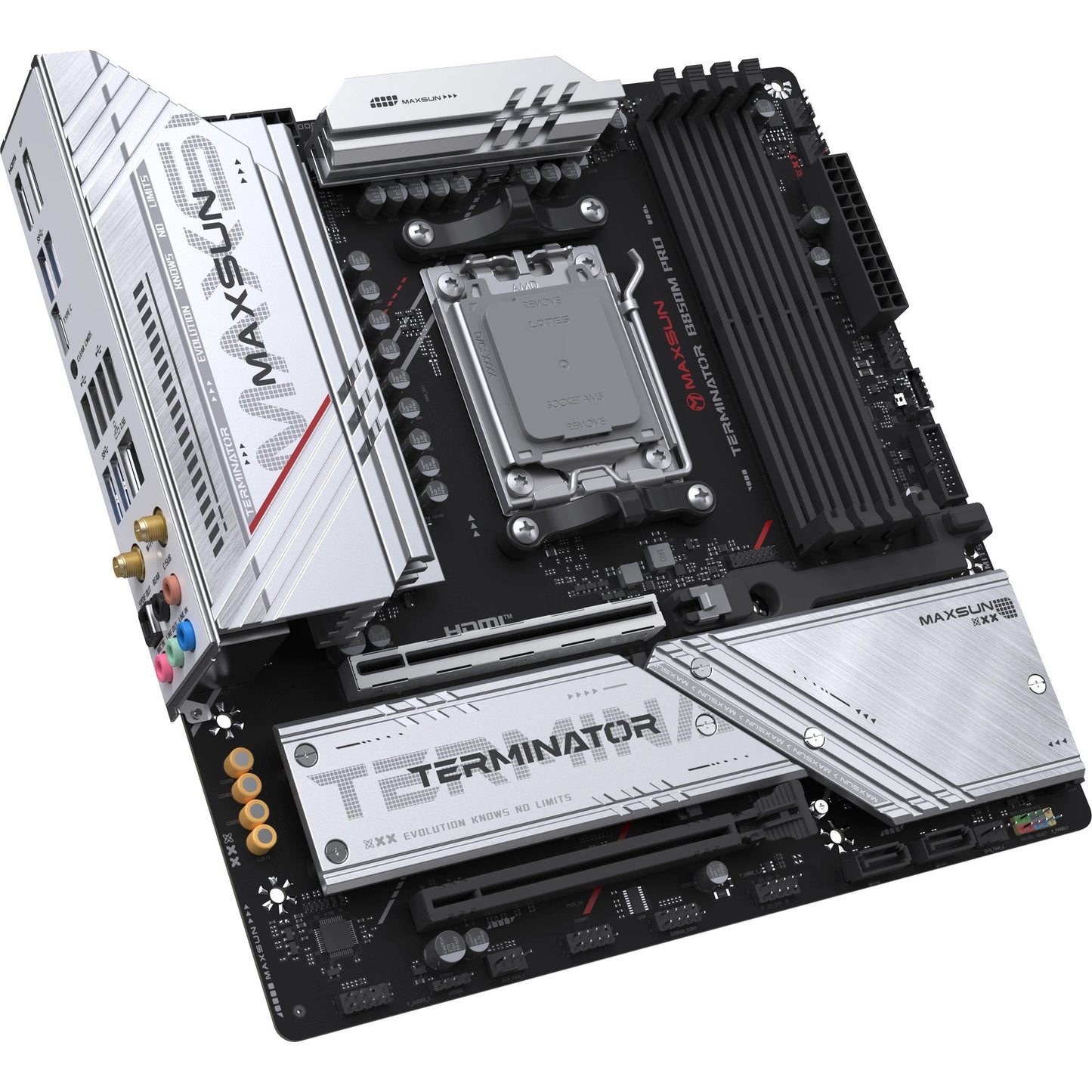 MAXSUN ms-terminator b850m pro wifi socket am5 moederbord (zwart, raid, 2.5 gb-lan, wlan, bt, sound, µatx)