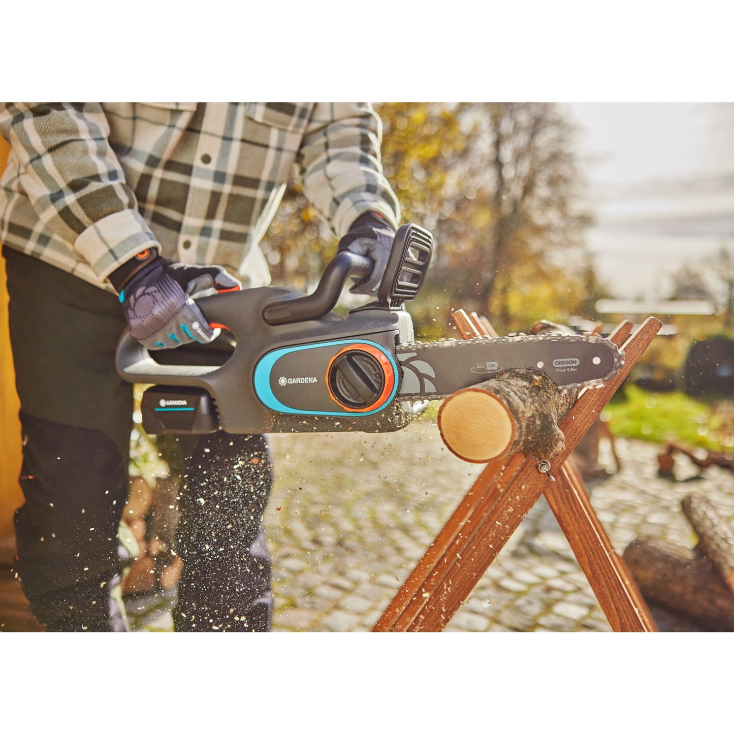 GARDENA accukettingzaag powersaw 250 18v (grijs turquoise, accu en oplader inbegrepen, power for all alliance)