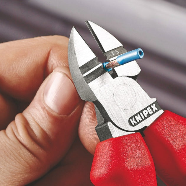 KNIPEX afstrip-zijsnijtang 14 22 160 kniptang (rood blauw, lengte 160mm, vde-getest)