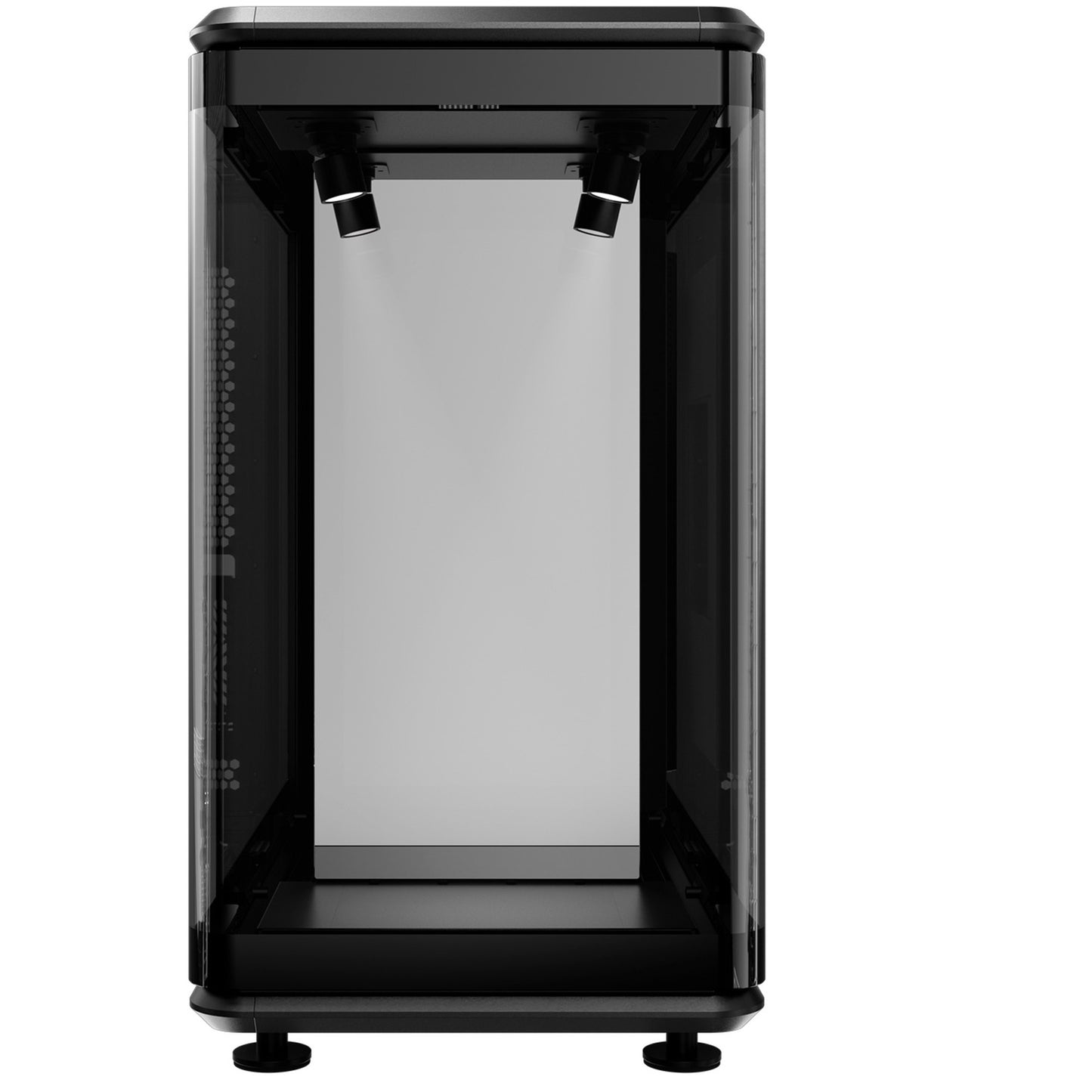 Cooler Master masterframe 360 panorama showcase behuizing (zwart | 2x usb-a | 1x usb-c | rgb | tempered glass)