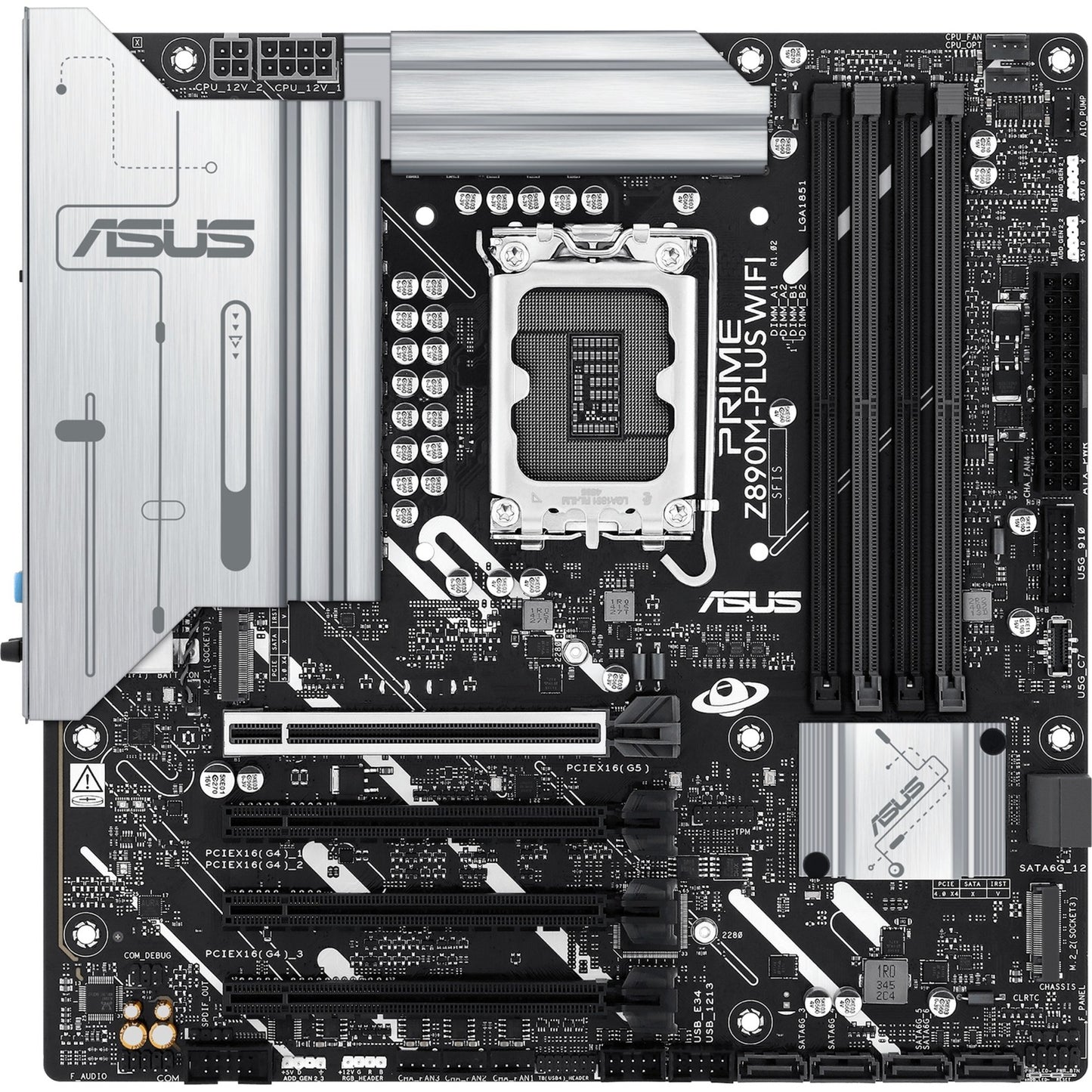 ASUS prime z890m-plus wifi socket 1851 moederbord (raid, 2.5gb-lan, wi-fi 7, bt, sound, µatx)