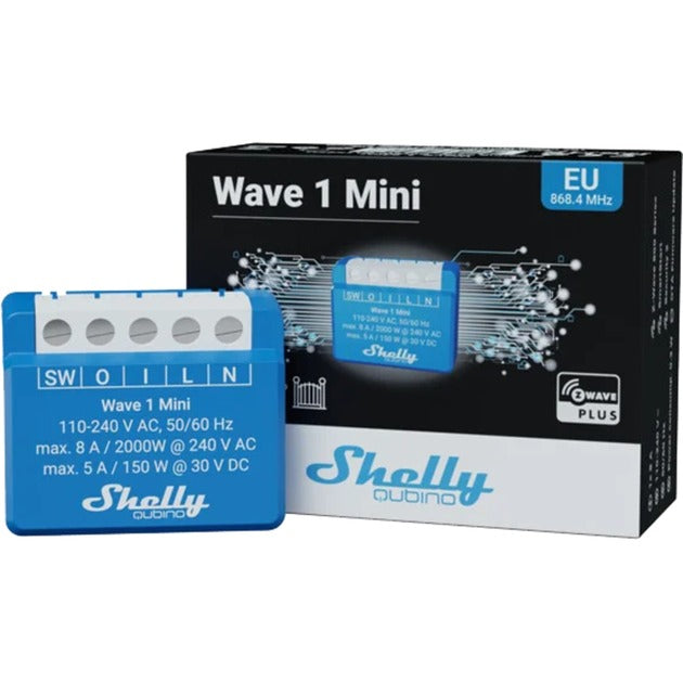 Shelly qubino wave 1 mini relais (blauw wit, 1-kanaals, z-wave)