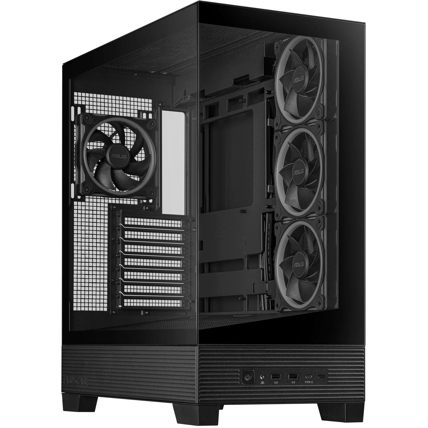 ASUS a31 plus midi tower behuizing (zwart | 2x usb-a | 2x usb-c | tempered glass)