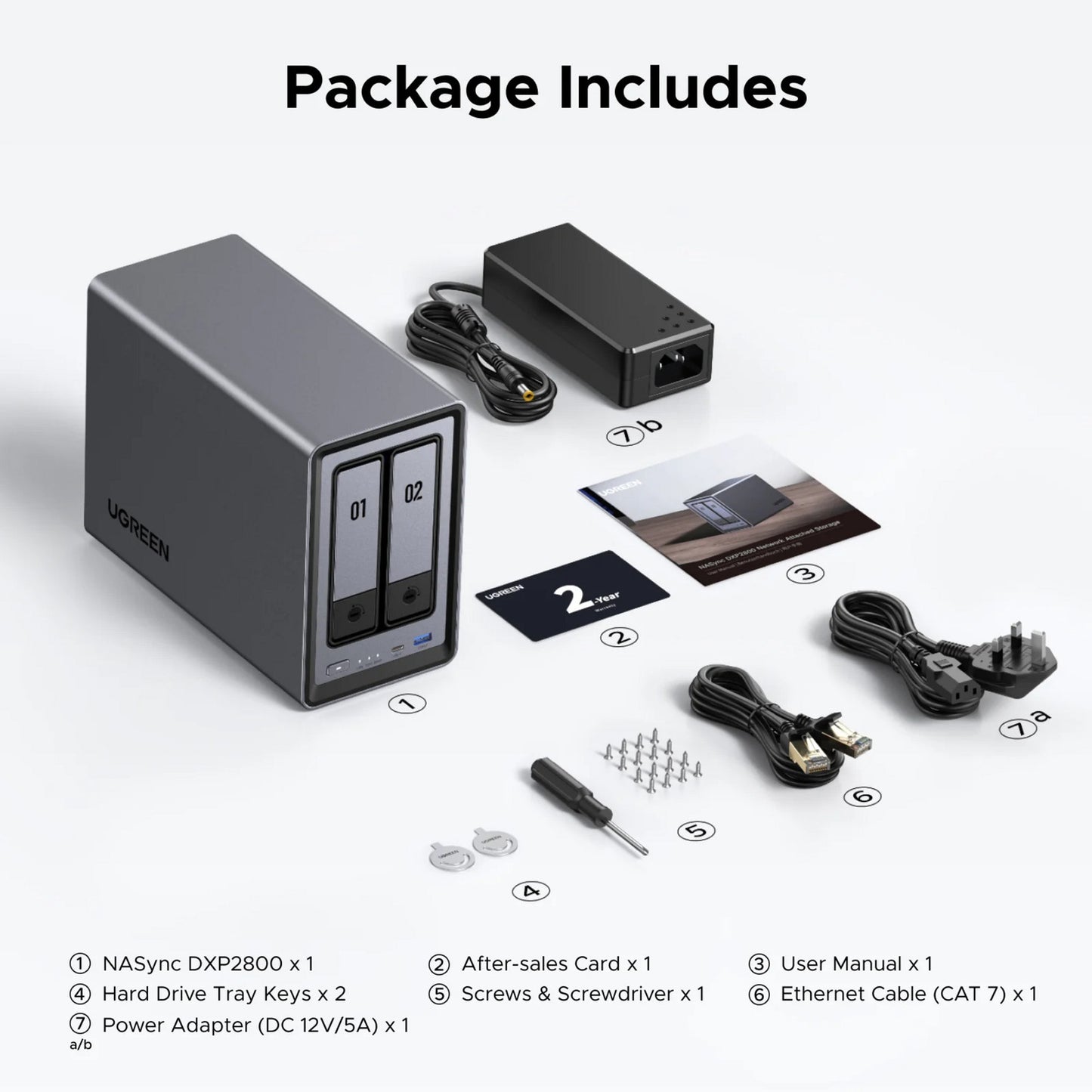 UGREEN nasync dxp2800 (grijs, 2,5gbe, hdmi, usb-c)