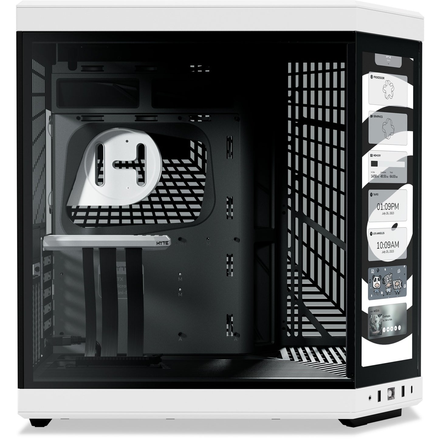 HYTE y70 touch infinite midi tower behuizing (wit zwart | 2x usb-a | 1x usb-c | tempered glass)