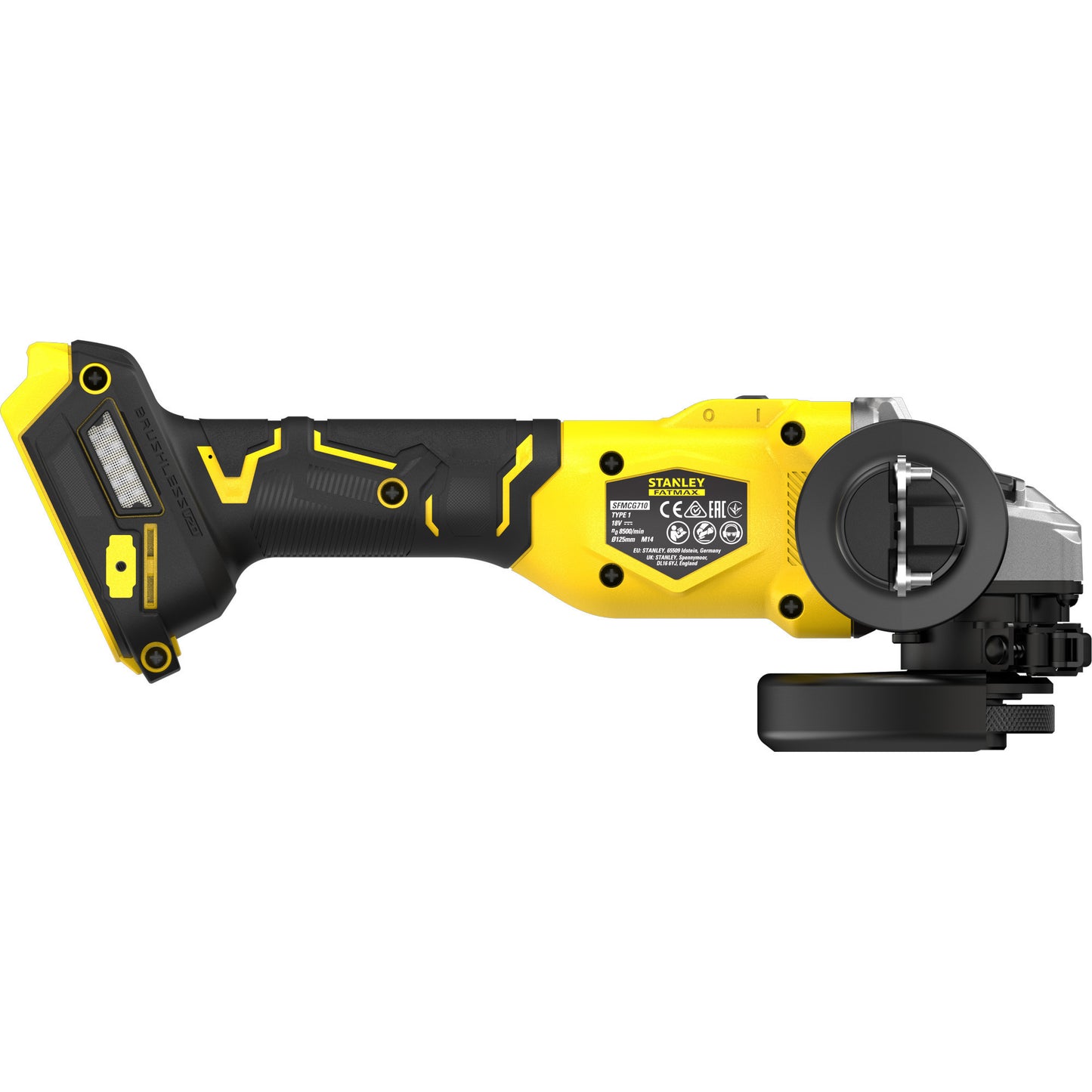 Stanley fatmax v20 18v haakse slijper 125mm (zwart geel, accu en oplader niet inbegrepen)