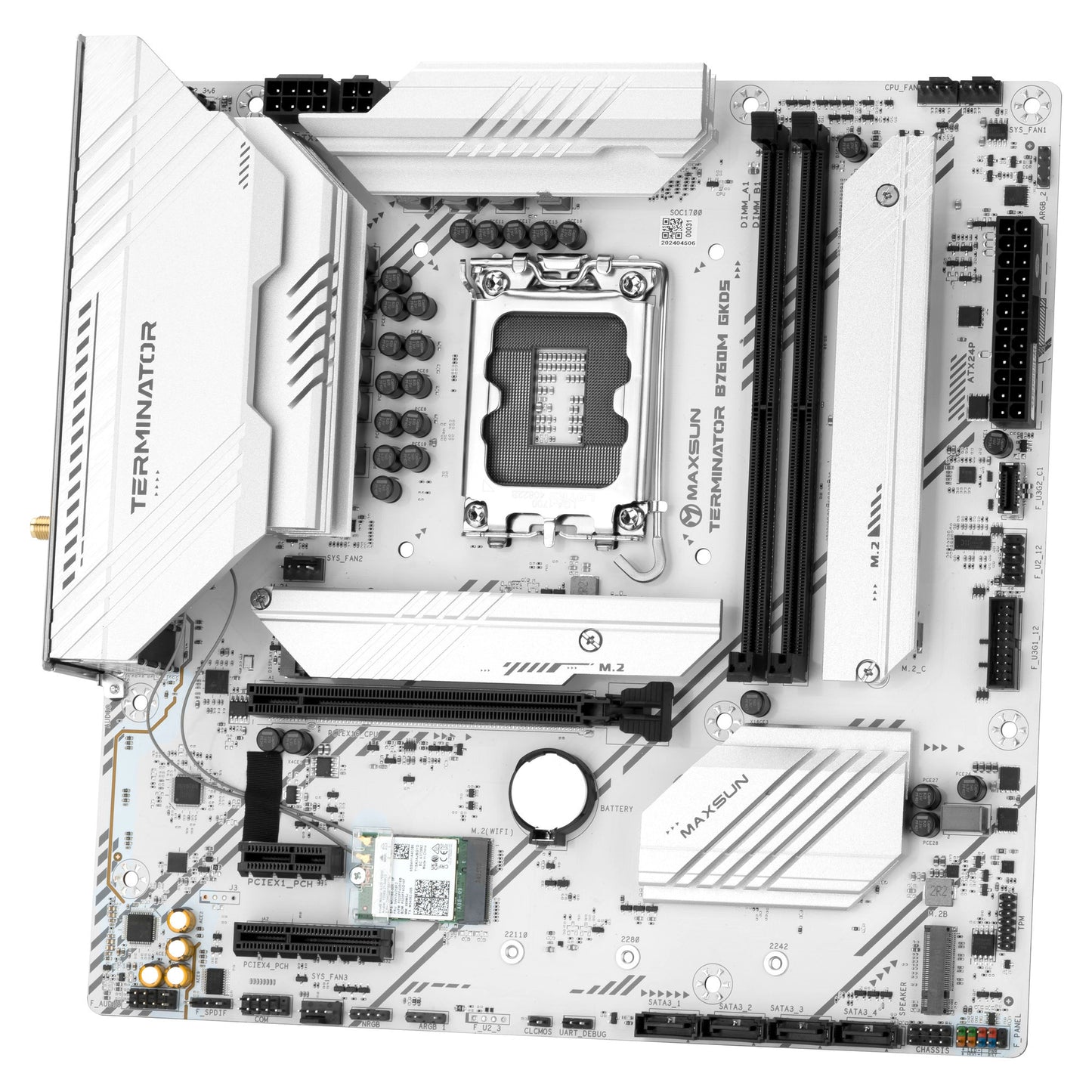 MAXSUN ms-terminator b760m gkd5 ice socket 1700 moederbord (zwart, raid, 2.5 gb-lan, sound, µatx)