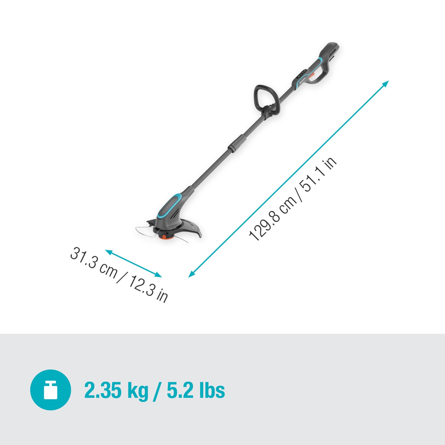 GARDENA powertrim 30 18v grastrimmer (grijs turquoise, accu en lader niet inbegrepen)