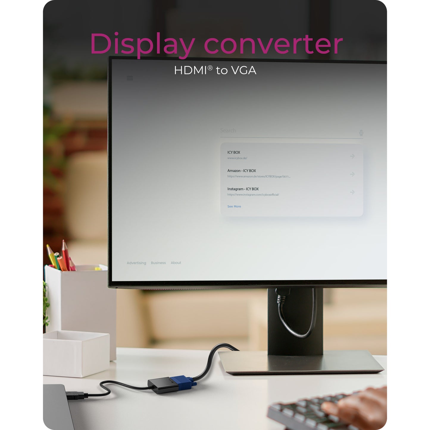 ICY BOX ib-ac502a hdmi naar vga adapter (zwart)