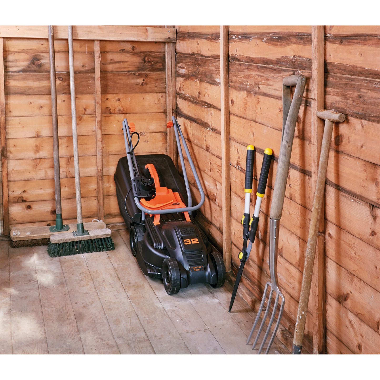 BLACK+DECKER 1000w 32cm grasmaaier + 250w grastrimmer (zwart oranje, gazons tot 250m²)