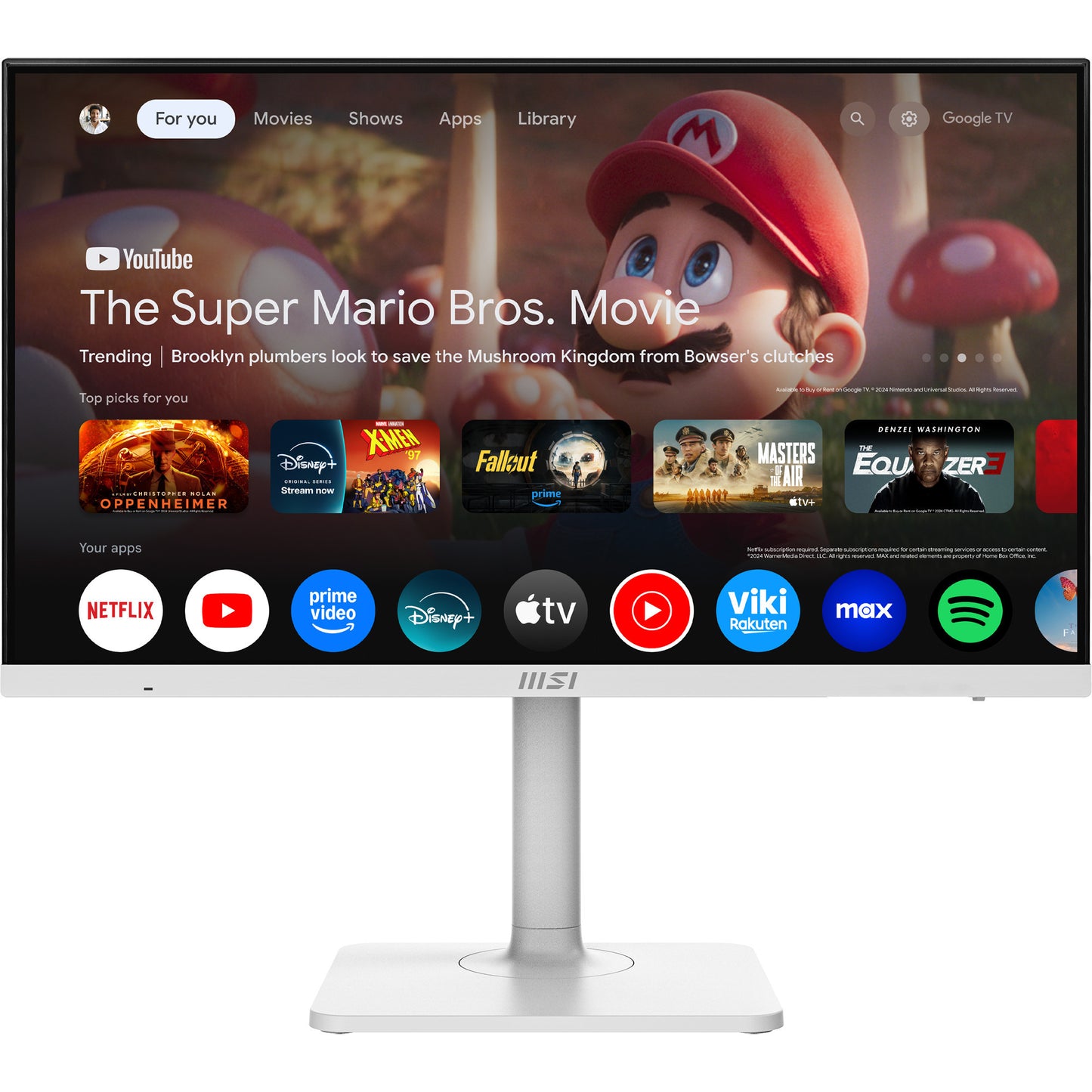 MSI modern md272upsw 27 4k uhd monitor (wit, hdmi, displayport, 2x usb-a, usb-c, wi-fi 5, bt, rj-45)