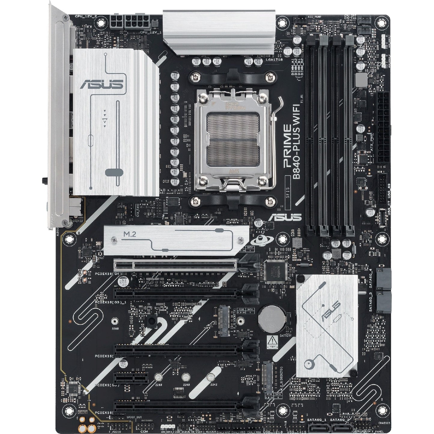 ASUS prime b840-plus wifi socket am5 moederbord (raid, 2.5 gbe-lan, wi-fi 6e, bt, sound, atx)