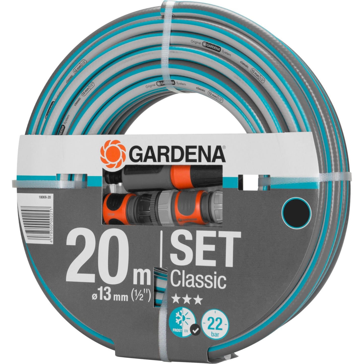 GARDENA classic slang 13 mm (1 2 ), met accessoires (grijs turquoise, 18008-20, 20 m)