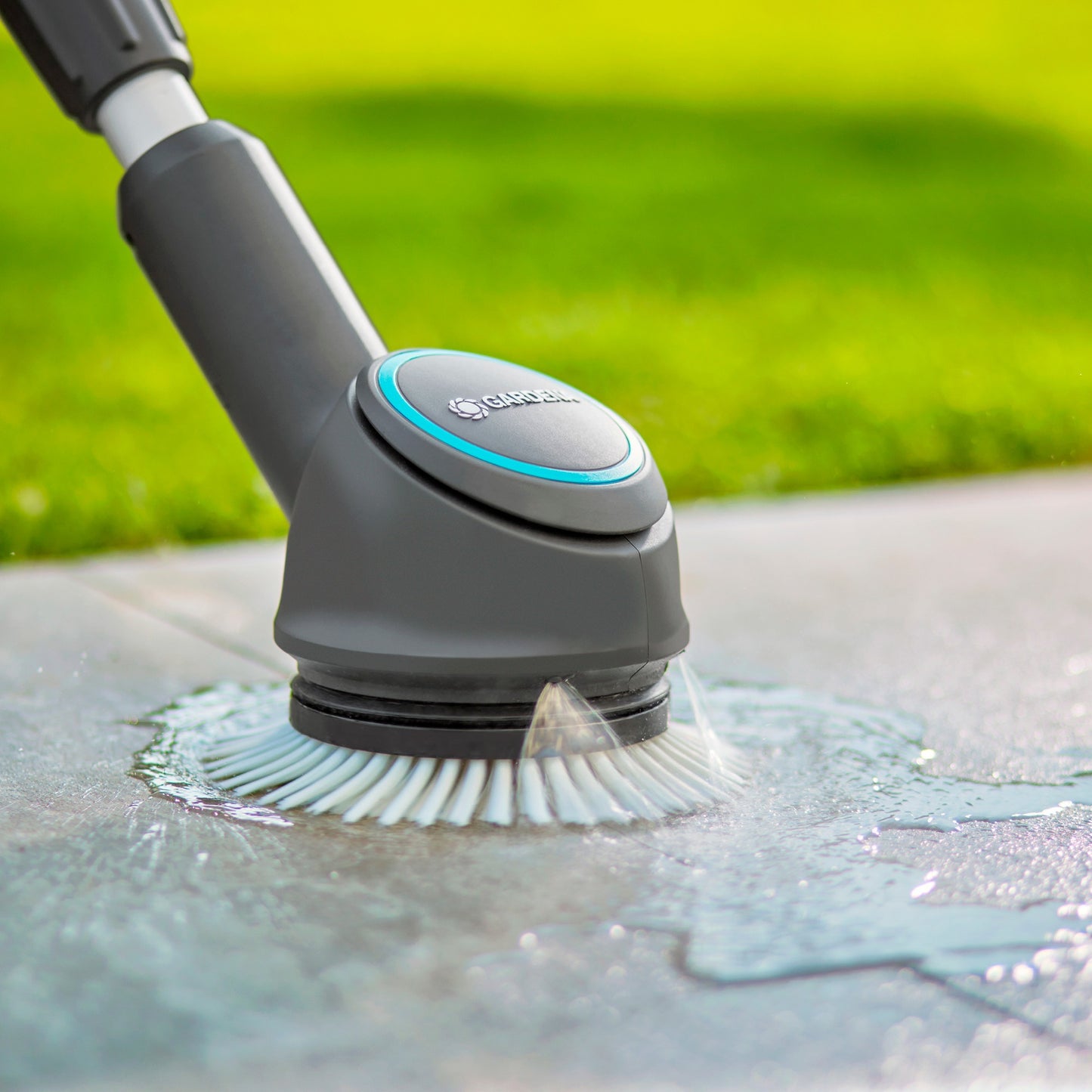 GARDENA aquabrush opzetstuk met schijfborstel, voor de aquabrush accu- multireiniger wasborstel (grijs turquoise, 14846-20)