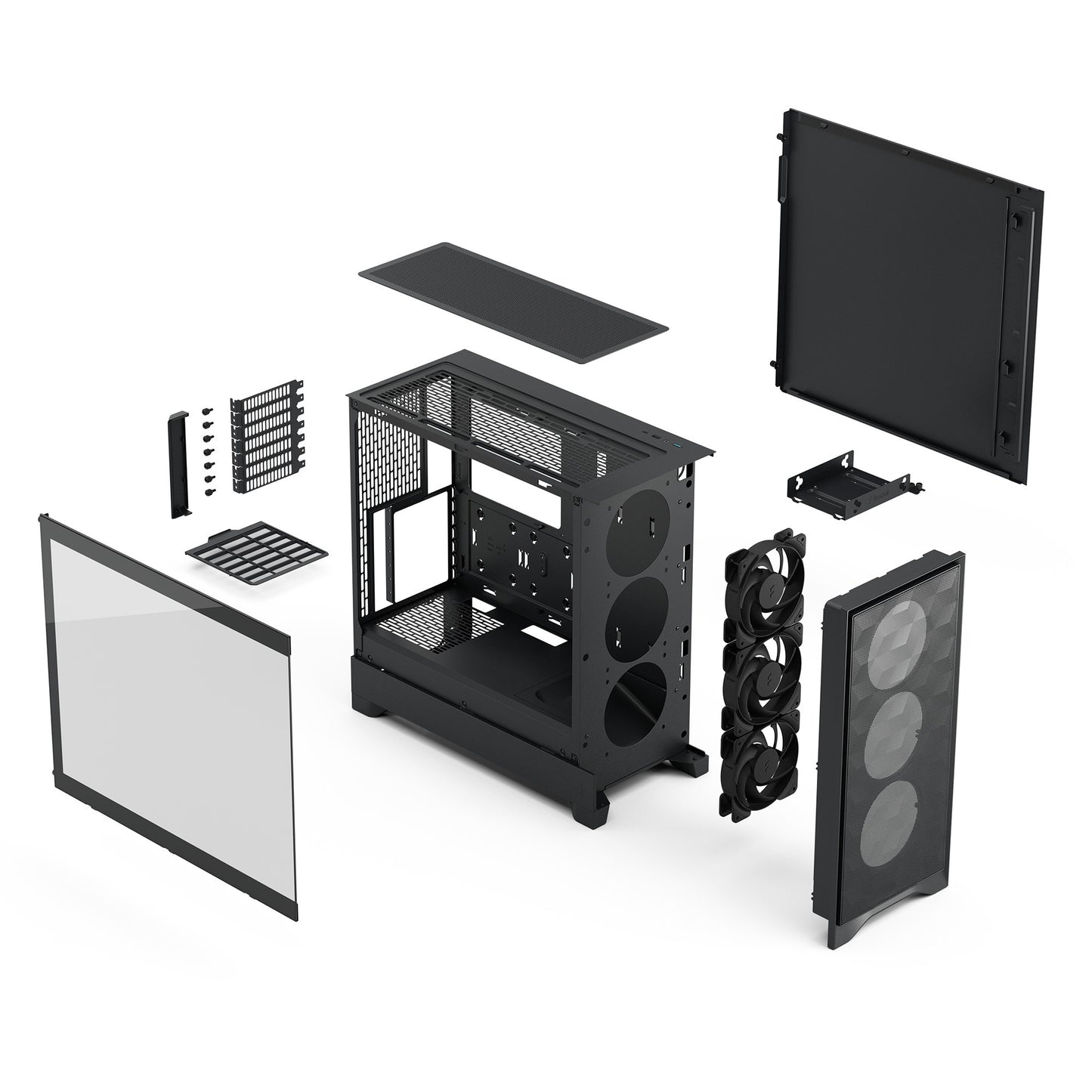 Fractal Design pop 2 air midi tower behuizing (zwart | 1x usb-a | 1x usb-c | tempered glass)