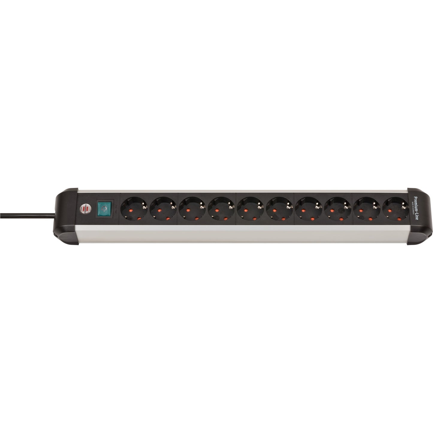 Brennenstuhl premium-alu-line stekkerdoos 10-voudig schakel stekkerdoos (zwart zilver)