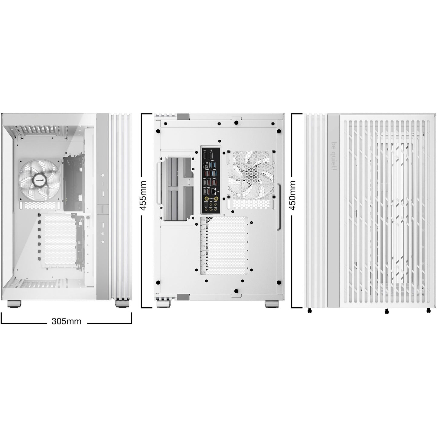 Be Quiet! light base 600 lx midi tower behuizing (wit | 2x usb-a | 1x usb-c | rgb | tempered glass)