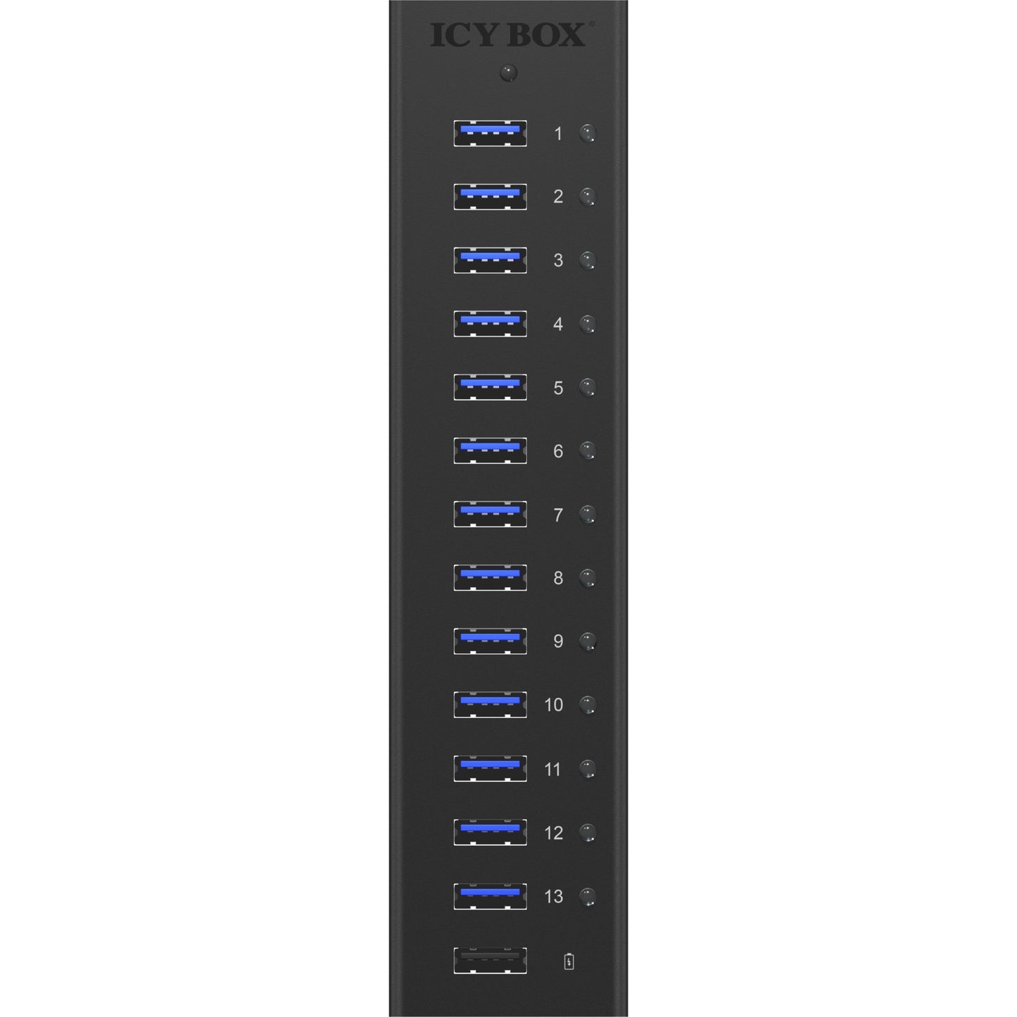 ICY BOX ib-ac6113 usb-hub (zwart, 13x usb 3.0, 1x usb oplaadpoort)