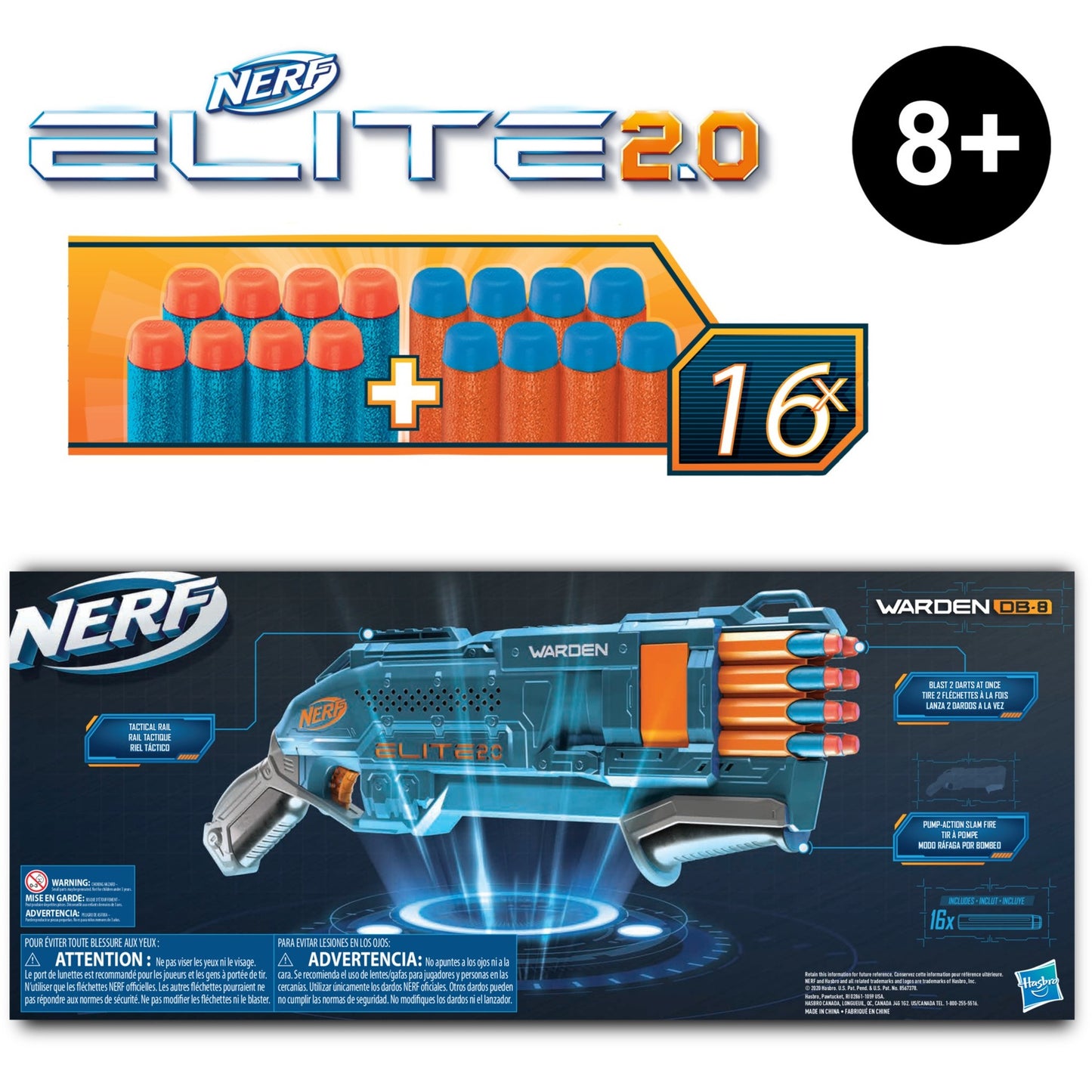 Hasbro NERF elite 2.0 warden db-8 nerf-gun