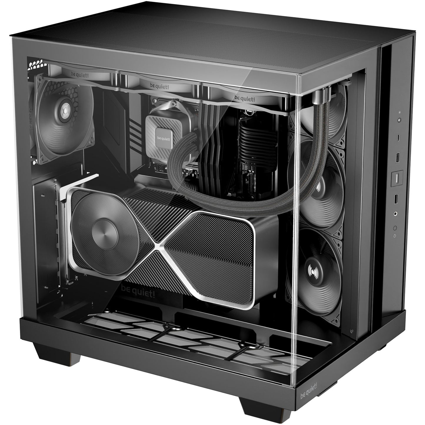 Be Quiet! light base 500 midi tower behuizing (zwart | 2x usb-a | 1x usb-c | rgb | window)