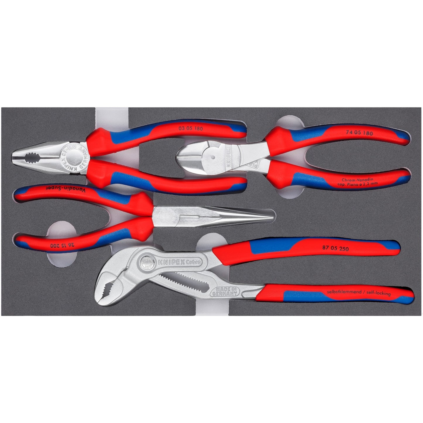KNIPEX zangen-set basic chrom 00 20 01 v17 tangenset (4-delig)