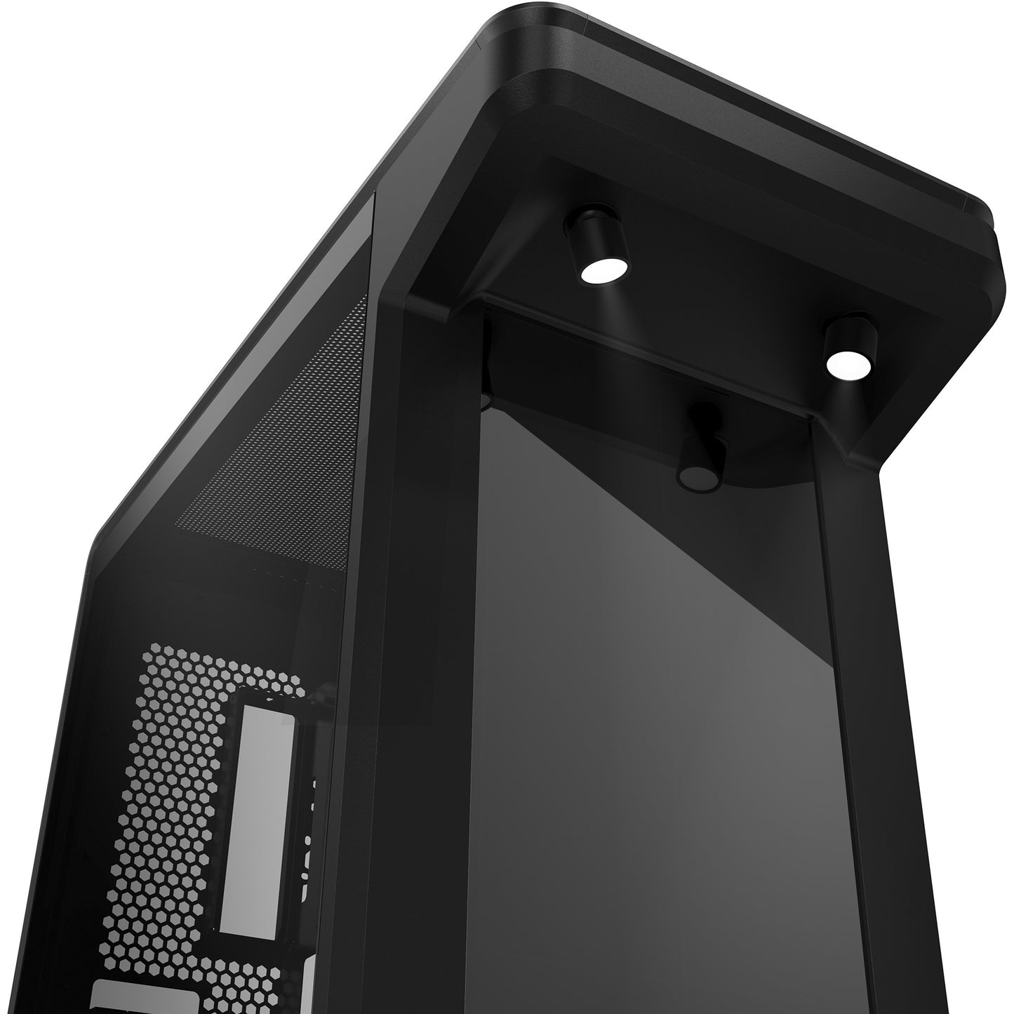 Cooler Master masterframe 360 stage lcd midi tower behuizing (zwart | 2x usb-a | 1x usb-c | tempered glass)