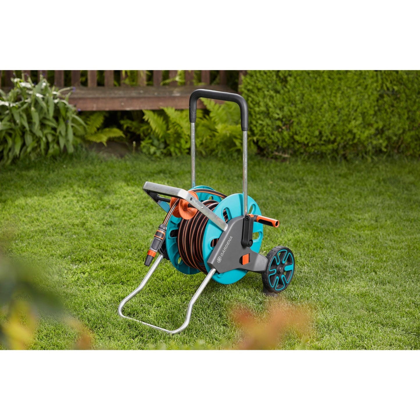 GARDENA slangenwagen aquaroll m easy set (turquoise grijs, 18517-20)