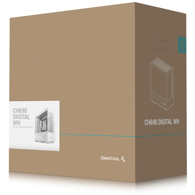 DeepCool ch690 digital midi tower behuizing (wit | 2x usb-a | 1x usb-c | tempered glass)