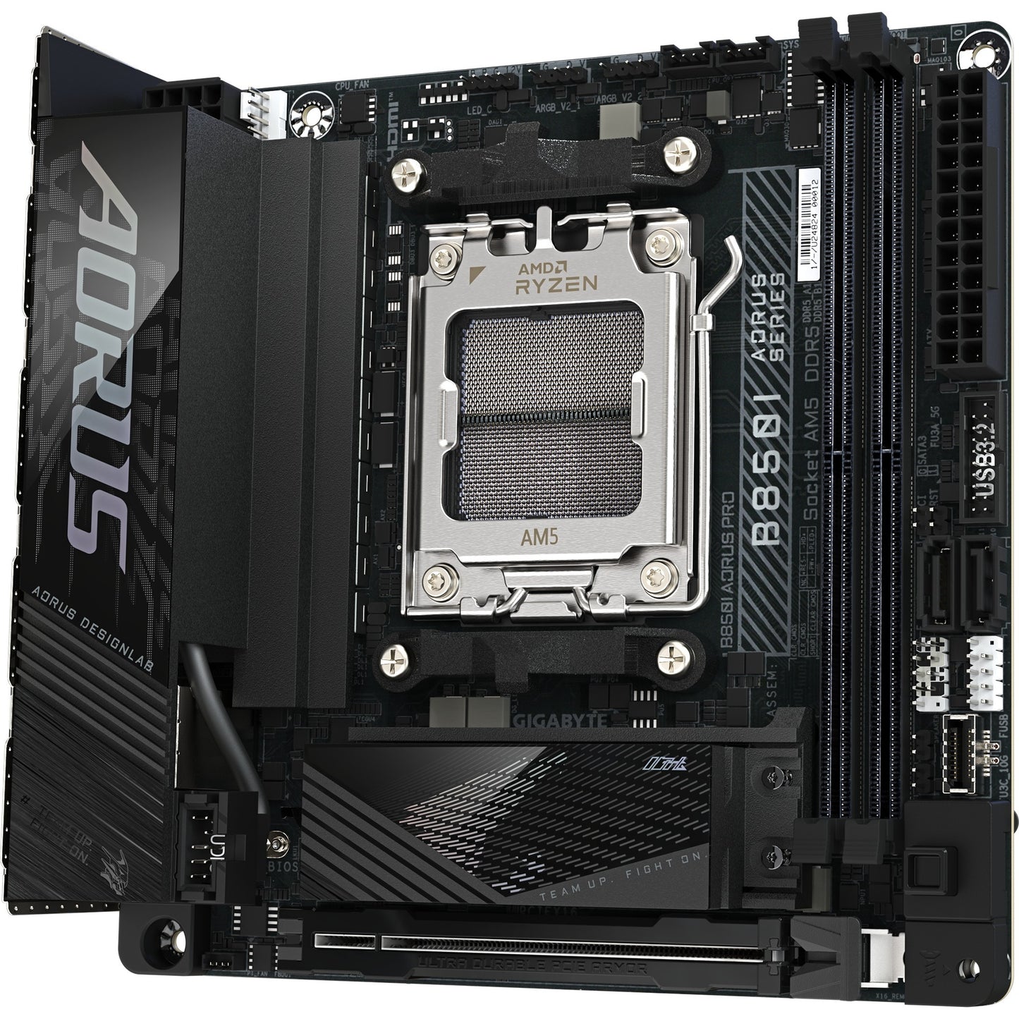 GIGABYTE b850i aorus pro socket am5 moederbord (zwart, raid, 2.5gb-lan, wi-fi 7, bt, sound, mini-itx)