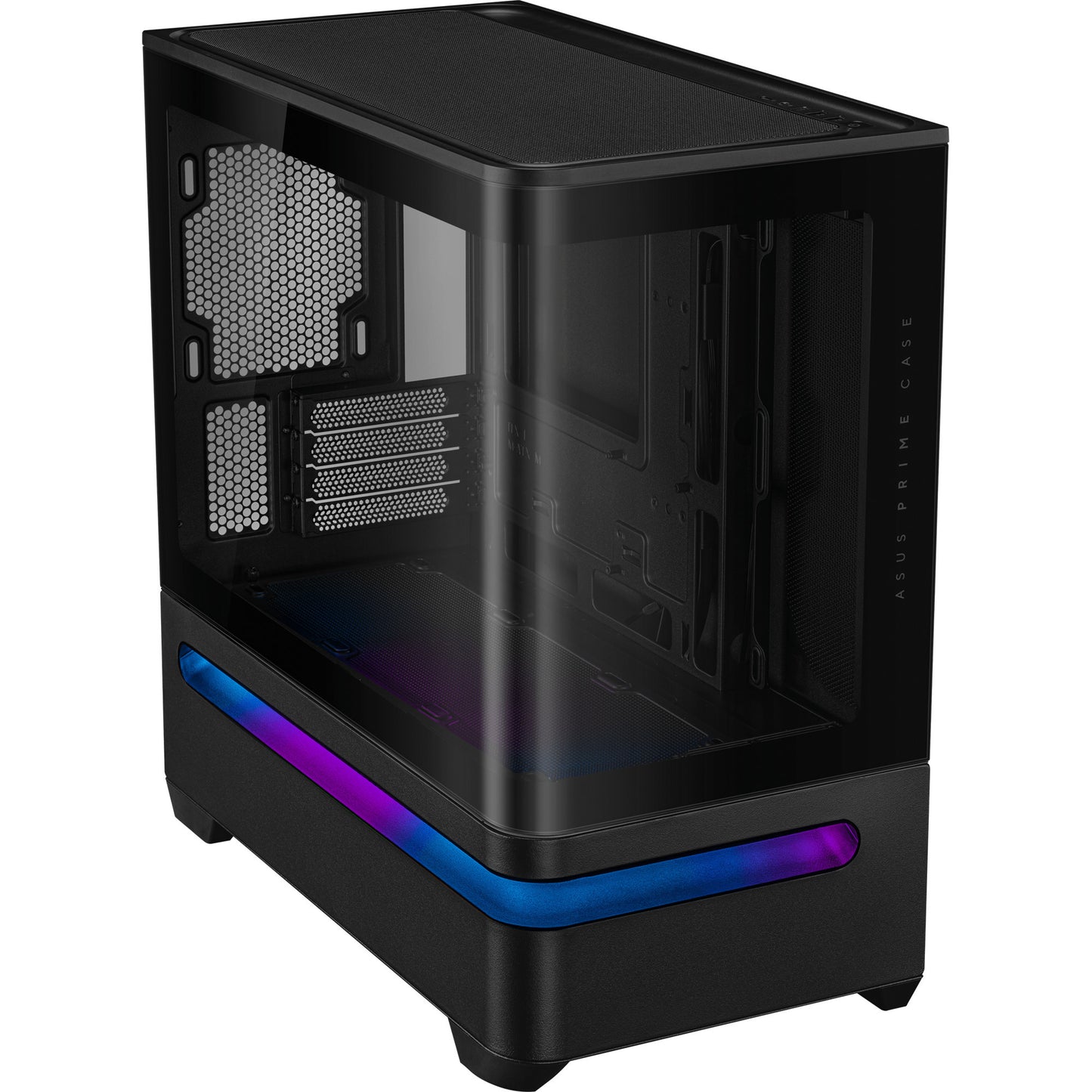 ASUS prime ap202 midi tower behuizing (zwart | 2x usb-a | 1x usb-c | rgb | tempered glass)