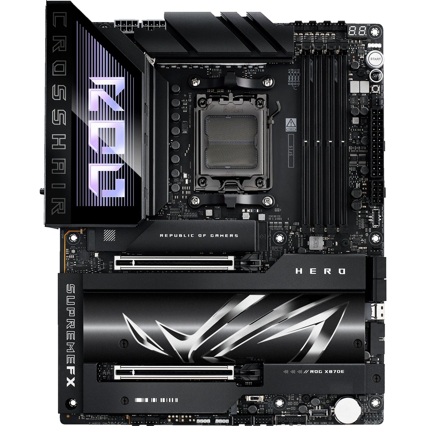 ASUS rog crosshair x870e hero socket am5 moederbord (raid, 5gb-lan, 2,5gb-lan, wi-fi 7, bt, sound, atx)