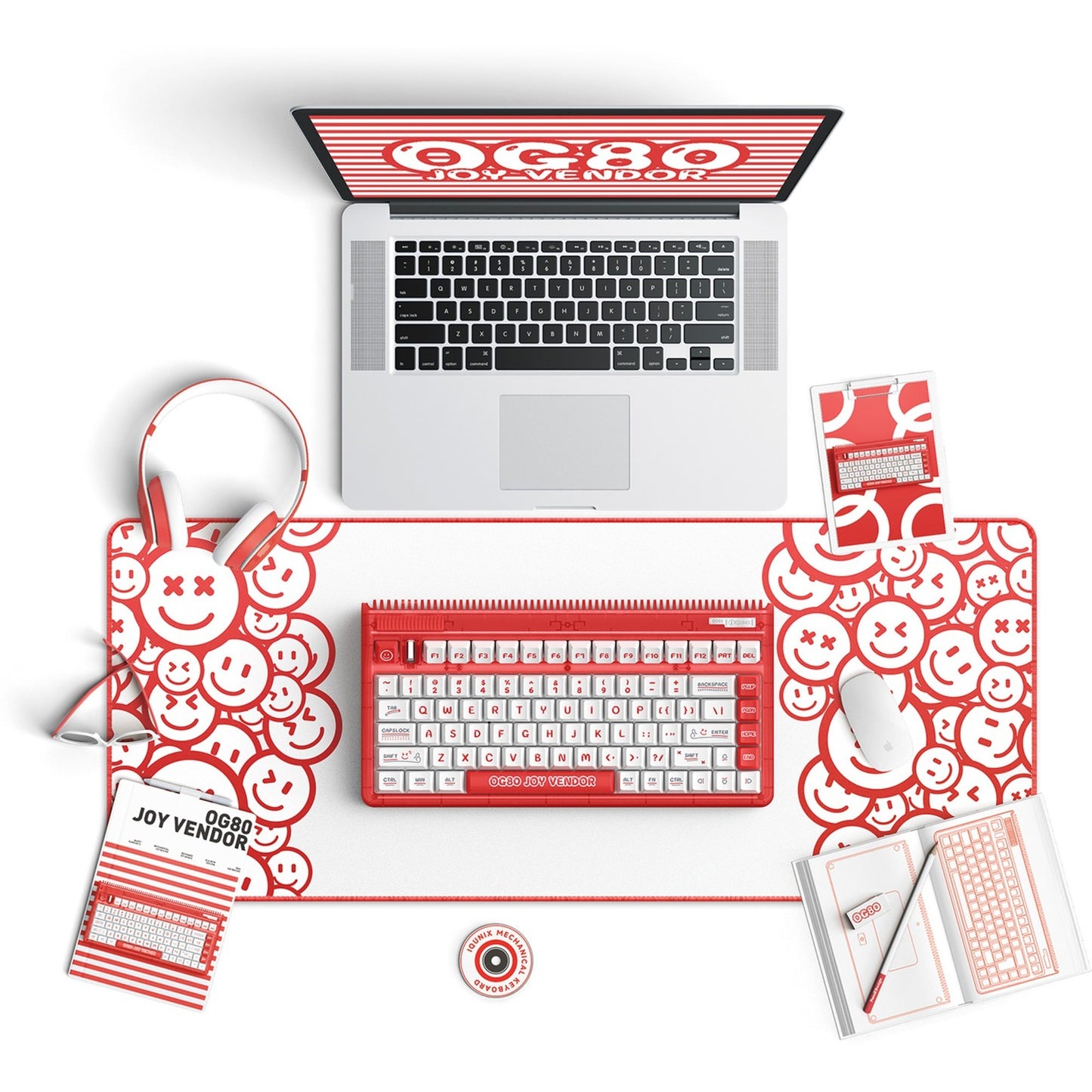 Iqunix OG80 Joy Vendor Wireless Mechanical Keyboard (Rood, US lay-out (QWERTY), IQUNIX Moonstone, 80% (TKL), RGB leds, Hot-swappable, PBT, 2.4GHz | Bluetooth 5.1 | USB-C)