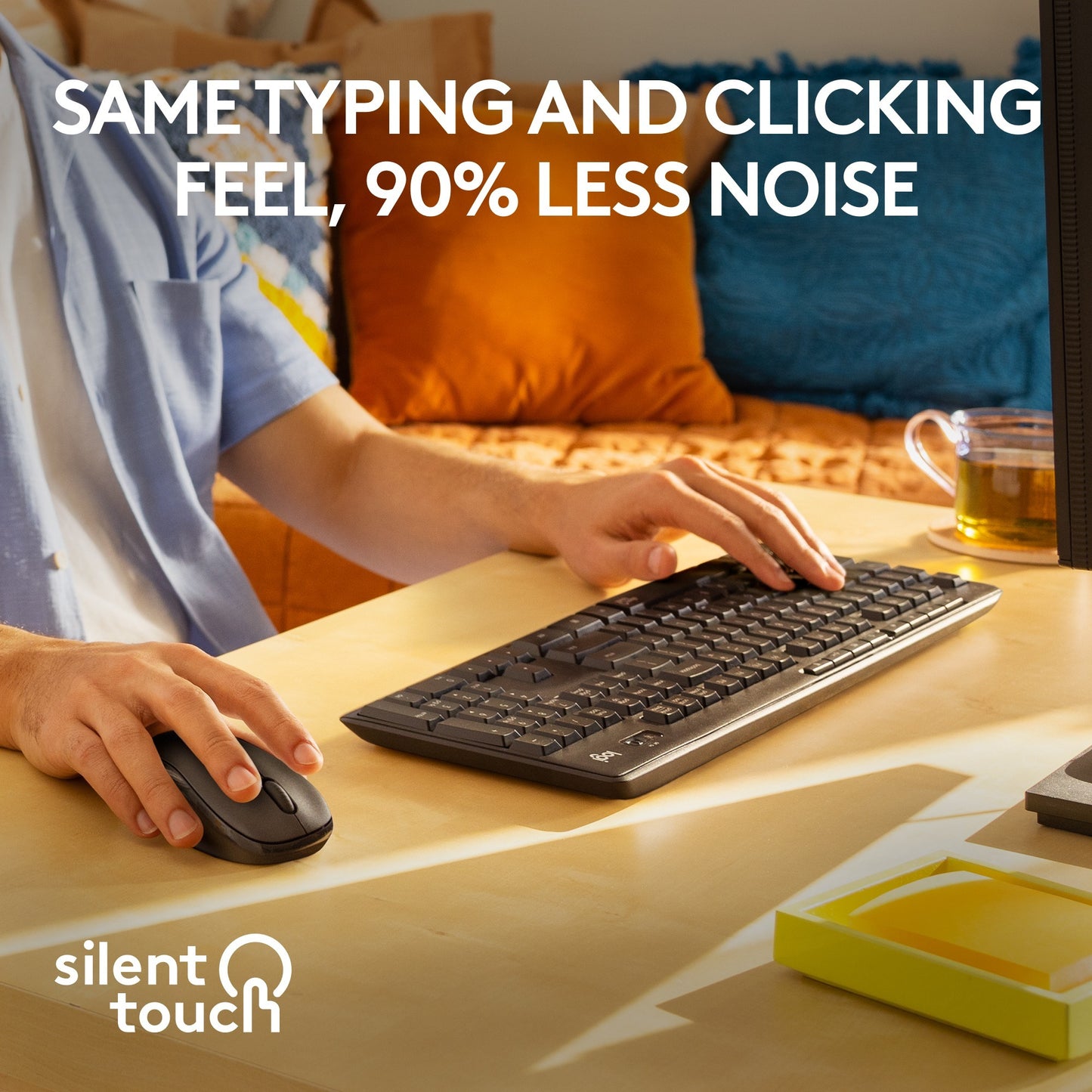 Logitech mk295 silent draadloze desktopset (zwart, us-international lay-out (qwerty), 100%)