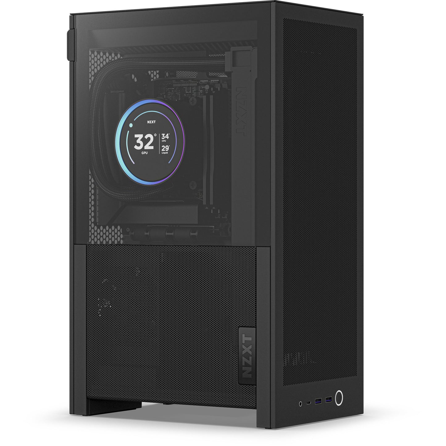 NZXT h2 flow mini tower behuizing (zwart | 2x usb-a | 1x usb-c | tempered glass)