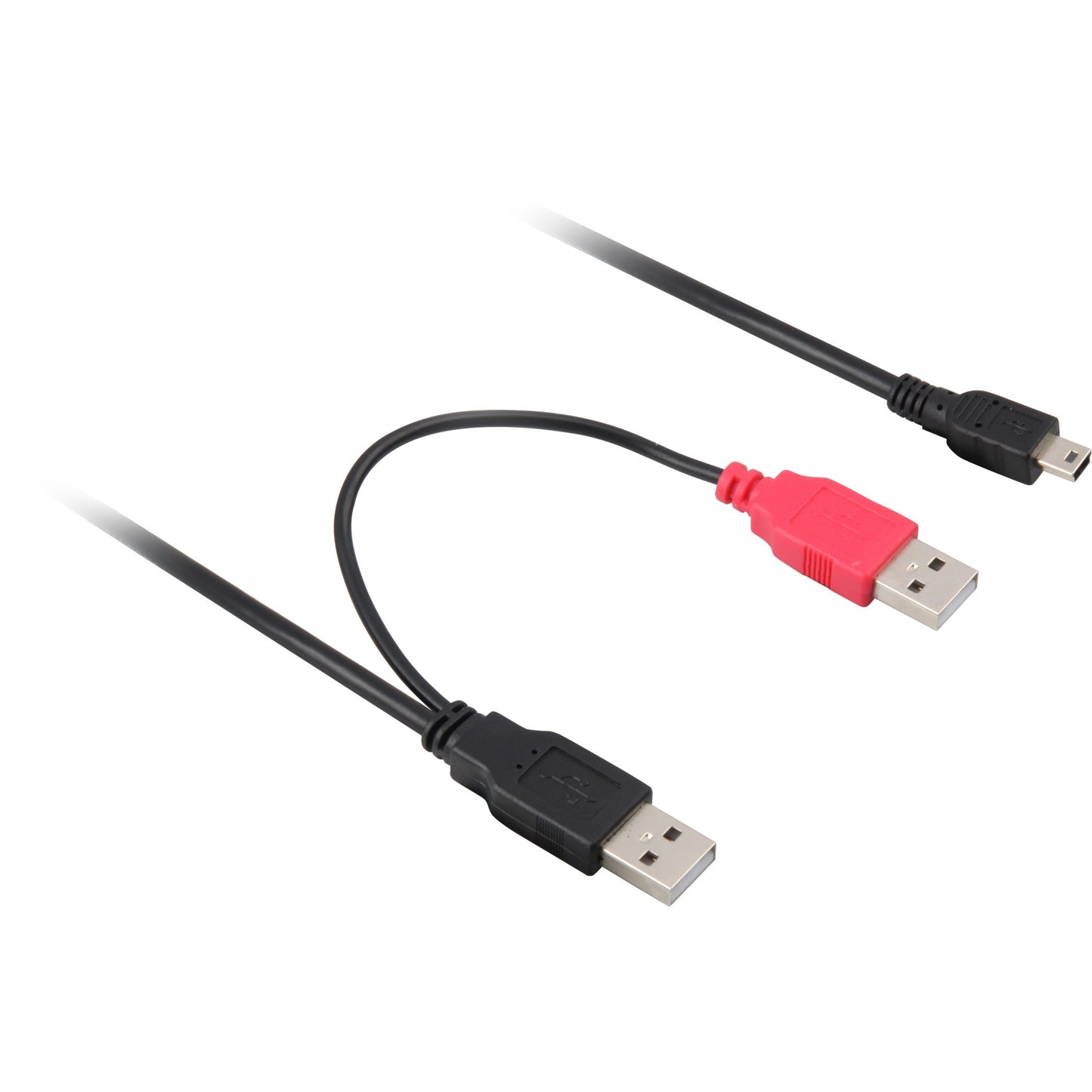 DeLOCK 2x usb-a 2.0 male > usb mini 5-pin splitterkabel (zwart rood, 1 meter)