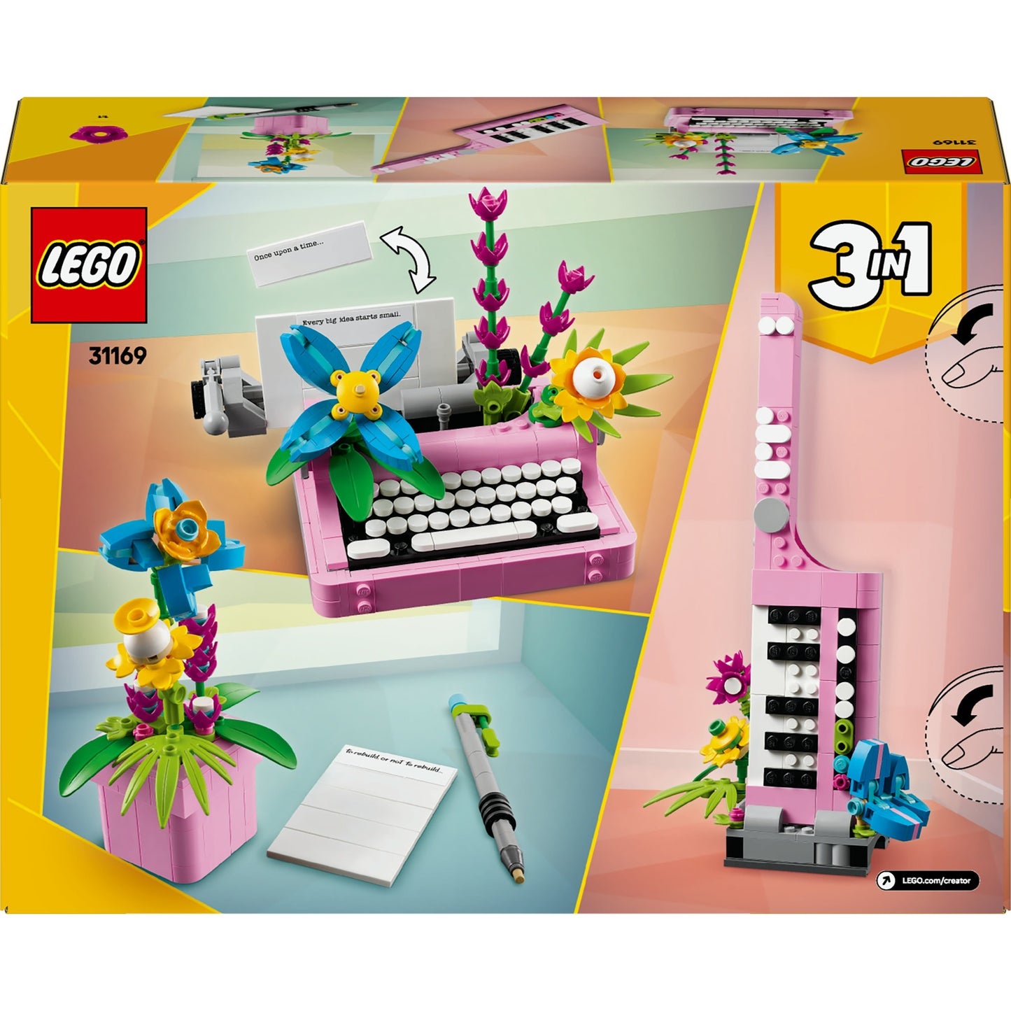 LEGO creator 31169 typemachine met bloemen
