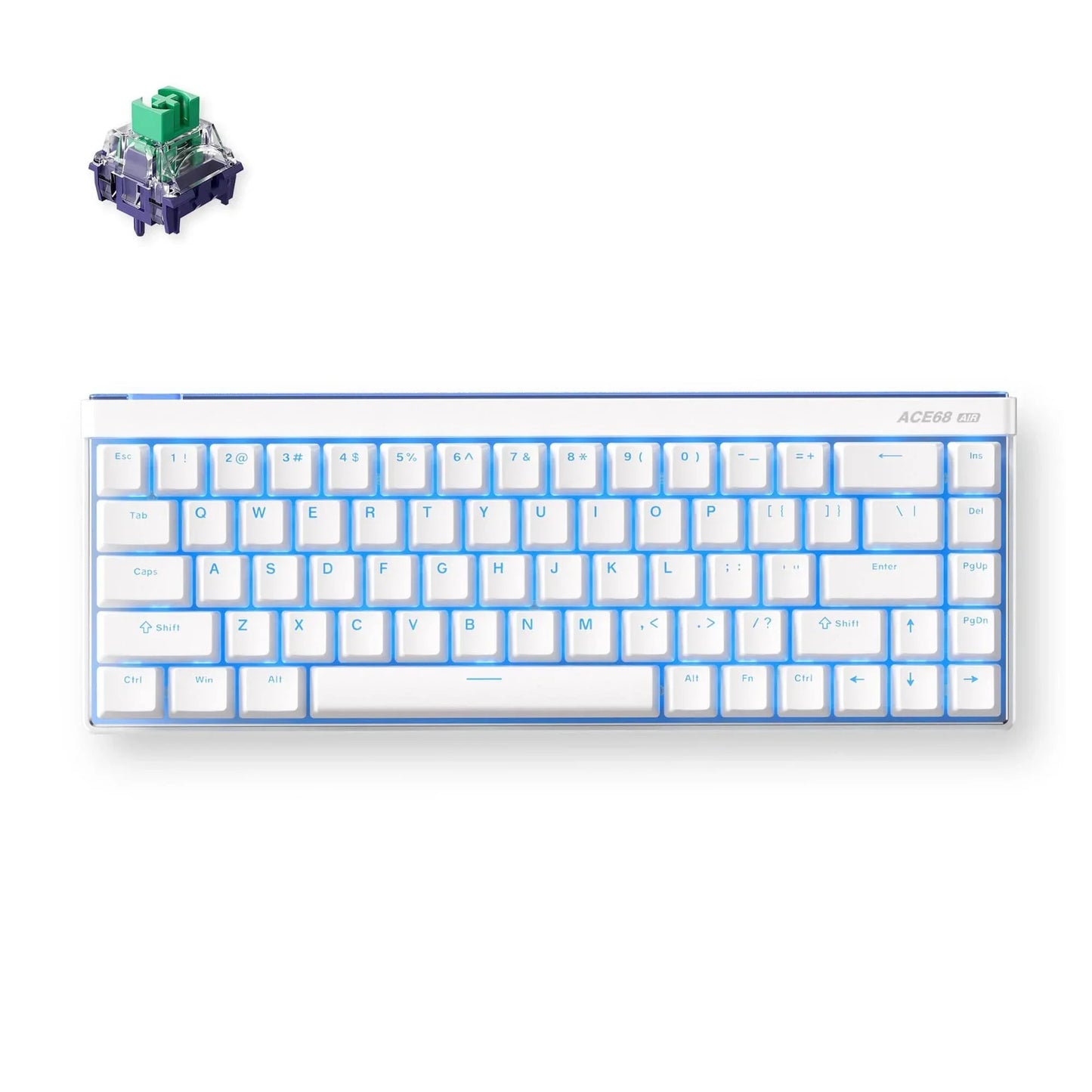 MCHOSE Ace 68 Air Hall Effect Magnetic Switch Gaming Keyboard (Wit, US lay-out (QWERTY), Kailh Magnetic God, 65%, RGB, Hot swap, PBT Keycaps, USB-C, Hall Effect Sensor)