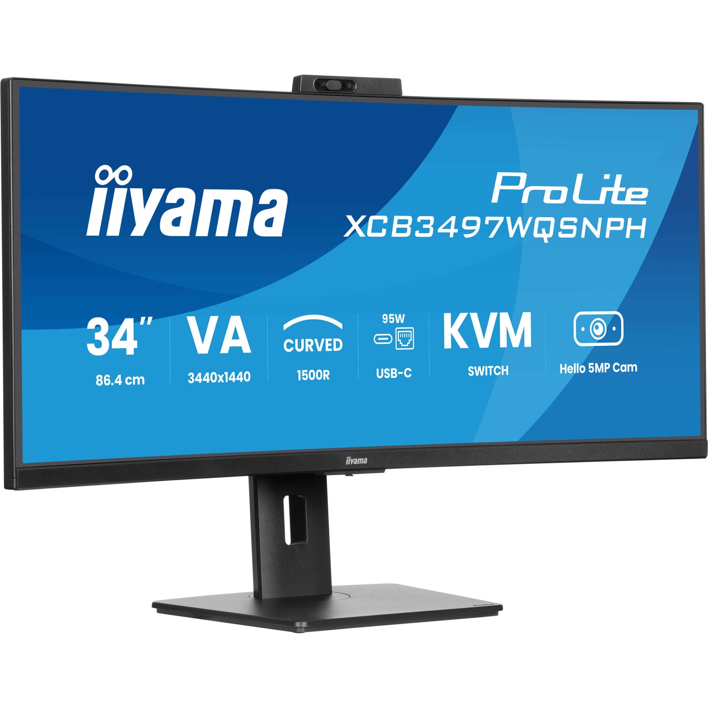Iiyama prolite xcb3497wqsnph-b1 34 curved ultrawide monitor (zwart, 2x hdmi, displayport, 2x usb-a, 4x usb-c, rj-45)