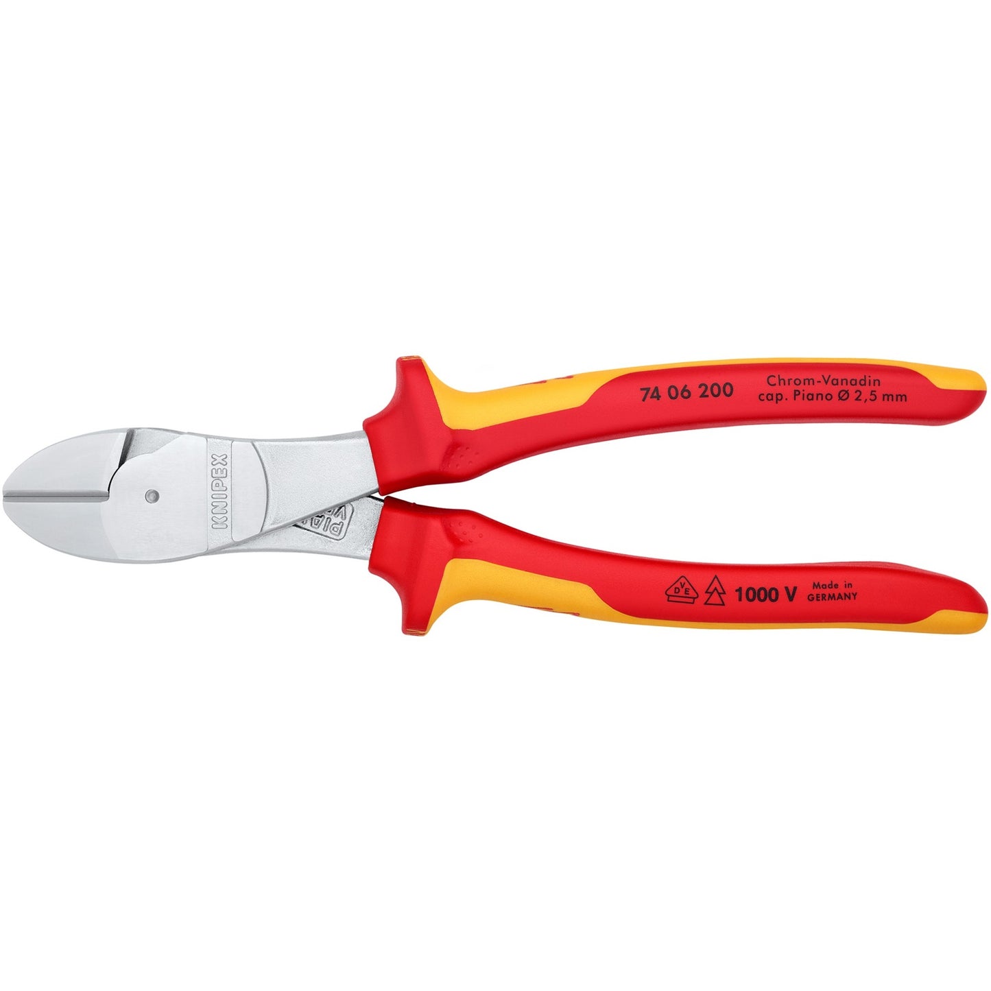 KNIPEX kracht-zijsnijtang vde 7406200 kniptang (rood geel)