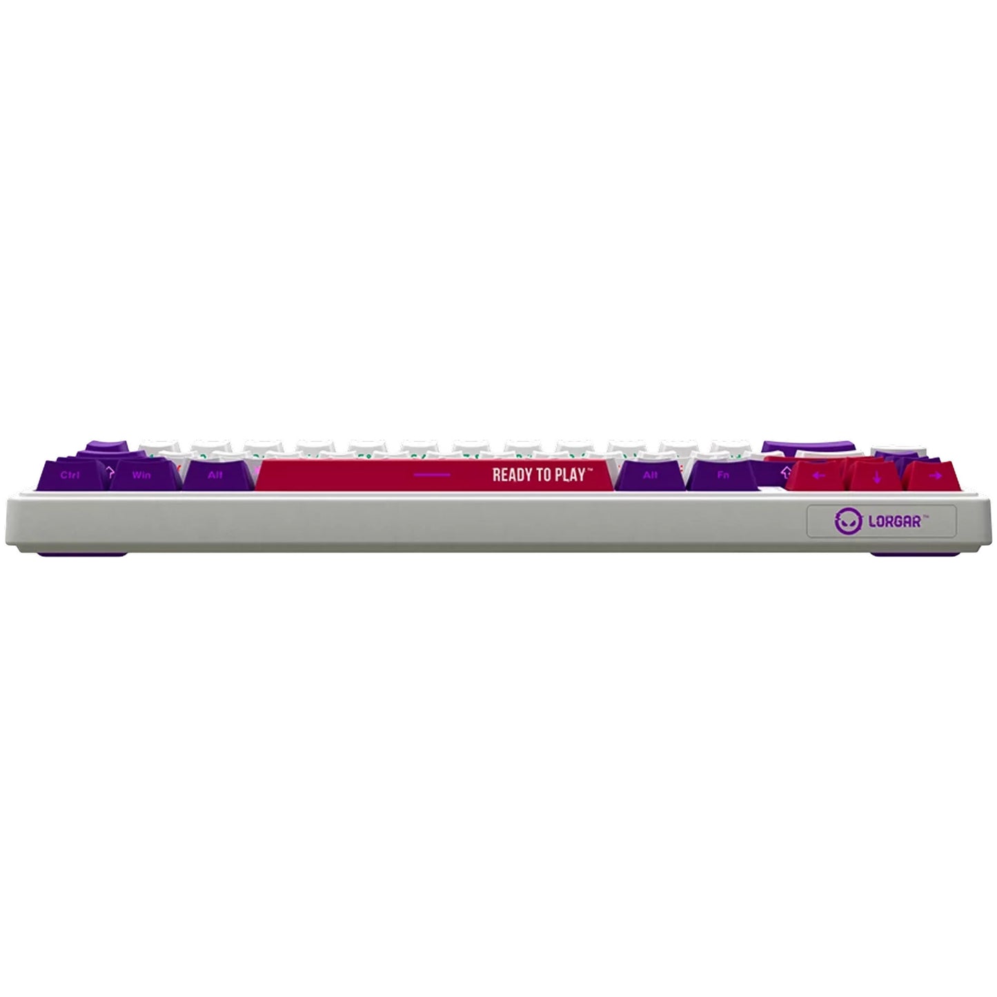 LORGAR kbp70mw rgb mechanisch gaming toetsenbord (wit, us lay-out (qwerty), logar toxic purple, 65%, rgb, hot-swappable, pbt double-shot, bluetooth | 2.4ghz | usb)