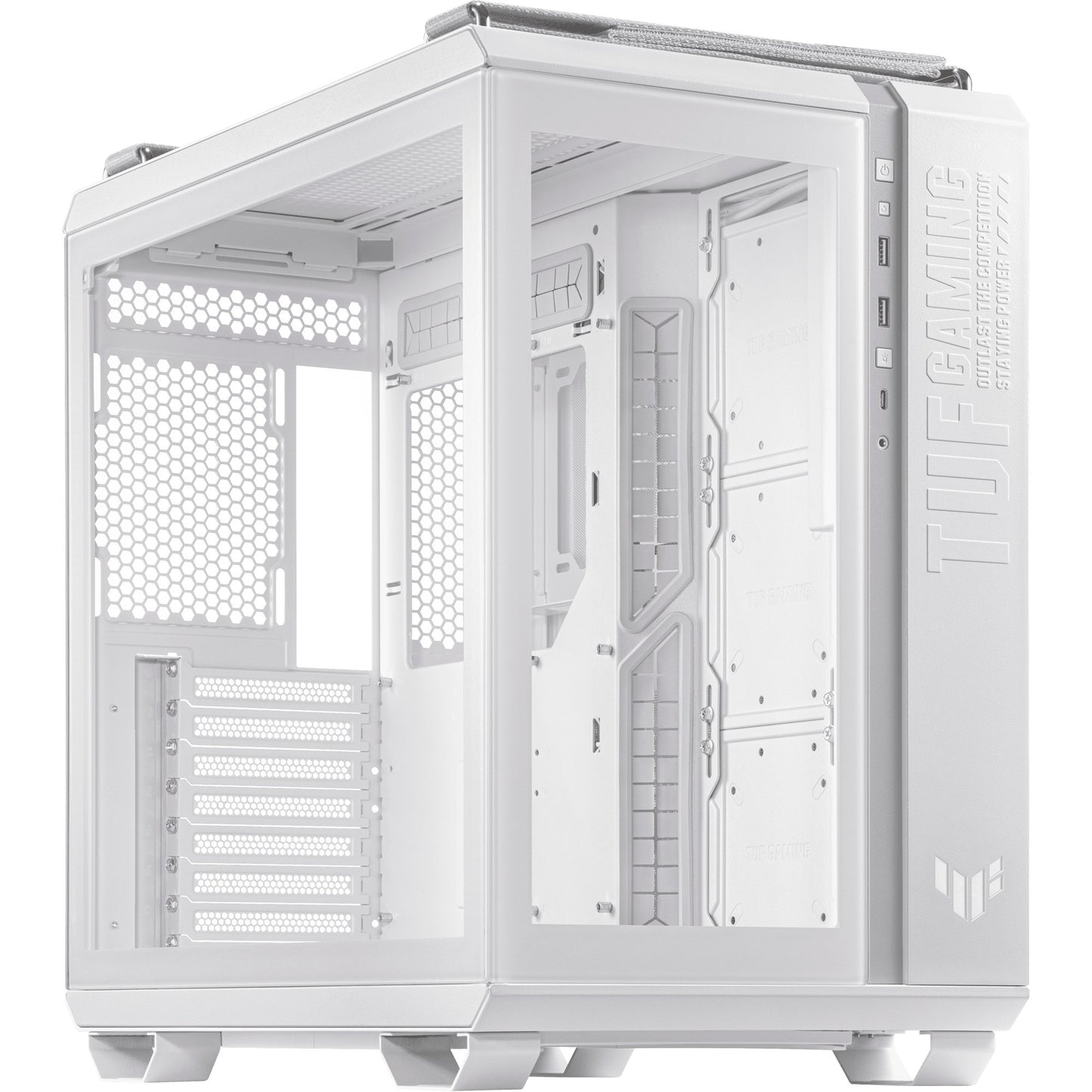ASUS tuf gaming gt502 midi tower behuizing (wit | 2x usb-a | 1x usb-c | tempered glass)
